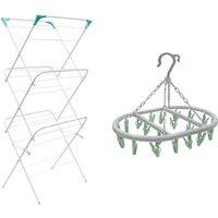 JVL 3 Tier Airer with Oval Sock Dryer in White | Size: Medium