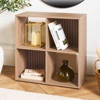 OHS Dallas 4 Cube Wood Effect Storage Unit Bookcase Shelf in Natural