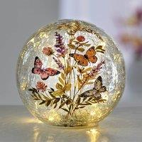 Gainsborough Hand-Painted LED Butterfly Crackle Glass Globe, 10 Warm White LEDs