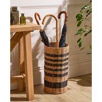 Dibor Traditional Style Striped Wicker Home Decor Umbrella Stand in Natural