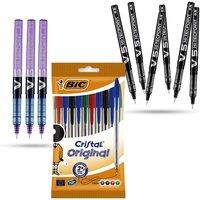 Bic Hi Tecpoint Rollerball 3x Violet, 6x Black & 10x Cristal Original Pens