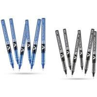 Pilot 6x Black BX V5 Rollerball Pens, 6x BX V5 Rollerball Pens, Smooth Ink