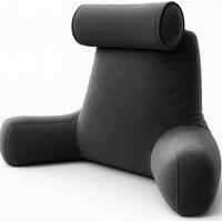 Dreamcatcher XL Reading Pillow Dark Grey Crushed Velvet Memory Foam Support Cushion