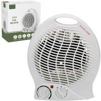 Tanness Electric Heater - 2KW Fan with 2 Heat Settings & Cooling Function in White