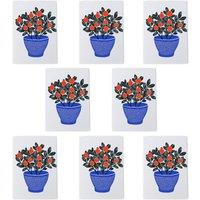 Wee Blue Coo Teaberry Red Berry Plant Lover Blue Red Bright Art Cards Pack of 8, A6 | Size: 8 pack