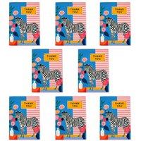 Wee Blue Coo Thank You Cards Floral Feminine Zebra Stripes Bright Pack of 8, A6 | Size: 8 pack