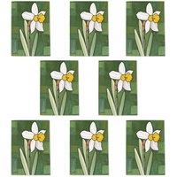 Wee Blue Coo Daffodil Flower Bloom Green Stylised Painting Art Cards Pack of 8, A6 | Size: 8 pack