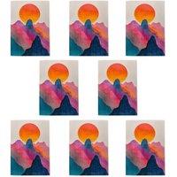 Wee Blue Coo Colourful Abstract Boho Alps Mountains Sunset Art Cards Pack of 8, A6 | Size: 8 pack