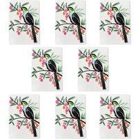 Wee Blue Coo Parrot Bird Pink Green Fruit Tree Branch Bright Art Cards Pack of 8 | Size: 8 pack