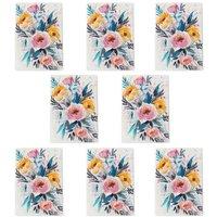Wee Blue Coo Elegant Peony Flower Bouquet Floral Watercolour Art Cards Pack of 8 | Size: 8 pack