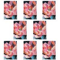 Wee Blue Coo Pink Trumpet Lily Flower Colourful Folk Art Cards Pack of 8, Blank A6 | Size: 8 pack