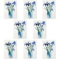 Wee Blue Coo Blue Iris Flower Bouquet Vase Floral Watercolour Art Cards Pack of 8 | Size: 8 pack