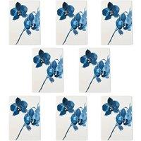 Wee Blue Coo Abstract Orchid Flower Bloom Blue Watercolour Art Cards Pack of 8, A6 | Size: 8 pack