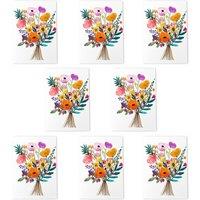 Wee Blue Coo Colourful Floral Bouquet Abstract Watercolour Art Cards Pack of 8, A6 | Size: 8 pack