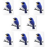 Wee Blue Coo Bluebird On Tree Branch Bird Art Cards Pack of 8 Any Occasion, A6 in Blue | Size: 8 pack