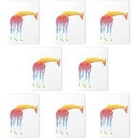 Wee Blue Coo Rainbow Giraffe Art Cards Pack of 8 Any Occasion, Blank Inside A6 | Size: 8 pack