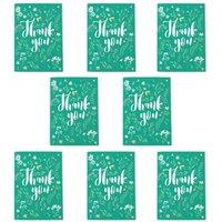 Wee Blue Coo Thank You Cards - Flowers Green Florals Pack of 8 Notecard Blank A6 | Size: 8 pack
