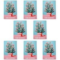 Wee Blue Coo Thank You Cards Blooming Cactus Plant Pink Flowers Floral Pack of 8 | Size: 8 pack
