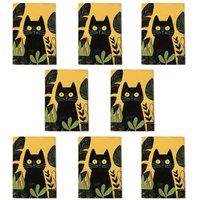 Wee Blue Coo Black Cat Pet Plant Lover Garden Yellow Botanical Art Cards Pack of 8 | Size: 8 pack