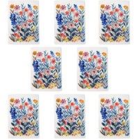 Wee Blue Coo Garden Flowers In Spring Scandi Folk Watercolour Art Cards Pack of 8 | Size: 8 pack