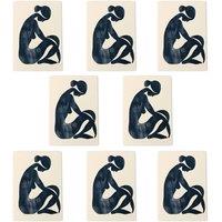 Wee Blue Coo Abstract Female Silhouette Minimal Art Cards Pack of 8 Any Occasion in Grey | Size: 8 pack