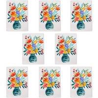 Wee Blue Coo Summer Flowers Watercolour Vase Art Cards Pack of 8 Any Occasion, A6 | Size: 8 pack