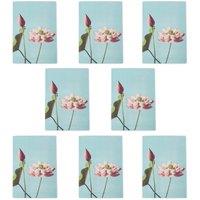 Wee Blue Coo Japanese Pink Lotus Flower Blooms By Kazumasa Art Cards Pack of 8, A6 in Blue | Size: 8 pack