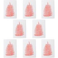 Wee Blue Coo Simple Coral Fern Frond Art Cards Pack of 8 Any Occasion Blank A6 in Pink | Size: 8 pack