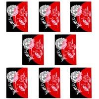 Wee Blue Coo Floral Colour Pop Circle Flower Art Cards Pack of 8 Any Occasion, A6 in Red | Size: 8 pack