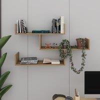 Decortie Tibet' Wall-Mounted Bookcase Display Unit 120cm Wide in Dark Brown | Size: 1 Pack