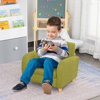 HOMCOM Kids Armchair Children Mini Sofa Wood Frame High Back Bedroom Furniture in Green