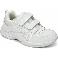 Thomas Blunt Men's Leather Double Strap Touch Fastening School Trainers in Warm White | Size: 11