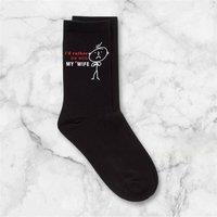 60 SECOND MAKEOVER Men's I'd Rather Be With My Wife Black Calf Socks