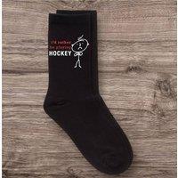 60 SECOND MAKEOVER Men's I'd Rather Be Playing Hockey Black Calf Socks
