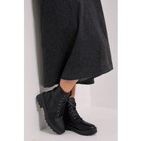 Dorothy Perkins Women's Wide Fit Maryam Faux Leather Lace Up Chunky Ankle Boots in Black | Size: 3