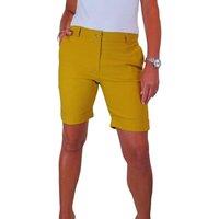 Paulo Due Women's Stretch Cuffed Bermuda Shorts in Yellow | Size: 14