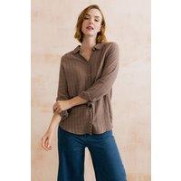 Lily & Me Women's Savannah Textured Cotton Long Sleeve Shirt in Brown | Size: 8