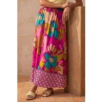 Roman Women's Tile Hem Print Stretch Skirt in Purple | Size: 14