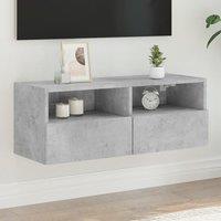 Berkfield Home TV Wall Cabinet Concrete Grey 80x30x30 cm Engineered Wood | Size: 80 x 30 x 30 cm