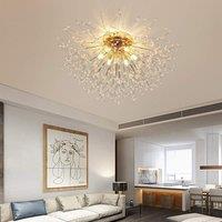 Garwarm 6-Lights Gold Sputnik Semi Flush Mount Crystal Ceiling Lighting