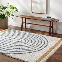 Livabliss Birmingham-Shaggy Black Blue Grey Global Soft Plush Pile Living Rug | Size: 160 cm x 215 cm