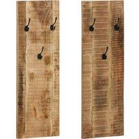 Berkfield Home Wall-mounted Coat Racks 2 pcs Solid Mango Wood 36x110x3 cm in Brown | Size: 36 x 110 x 3 cm