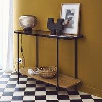 sweeek 110cm vintage console with black metal & wood effcet in Beige