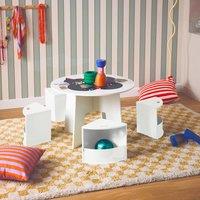 sweeek Table With Slate & 4 Chairs With Storage in White