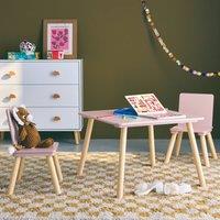 sweeek Children's square table with 2 chairs pine legs in Pink