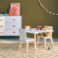 sweeek Children's square table with 2 chairs pine legs in White