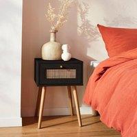 sweeek Woven rattan bedside table with drawer in Black