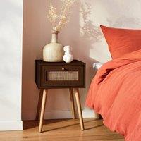sweeek Woven rattan bedside table with drawer in Dark Brown