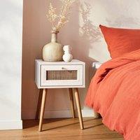 sweeek Woven rattan bedside table with drawer in Off-White