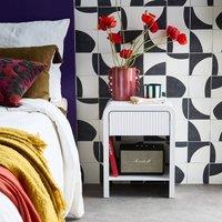 sweeek 1-drawer bedside table with grooved wooden effect in White